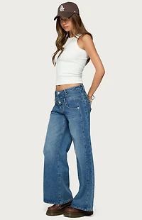 Edikted Abel Layered Look Low Rise Jeans