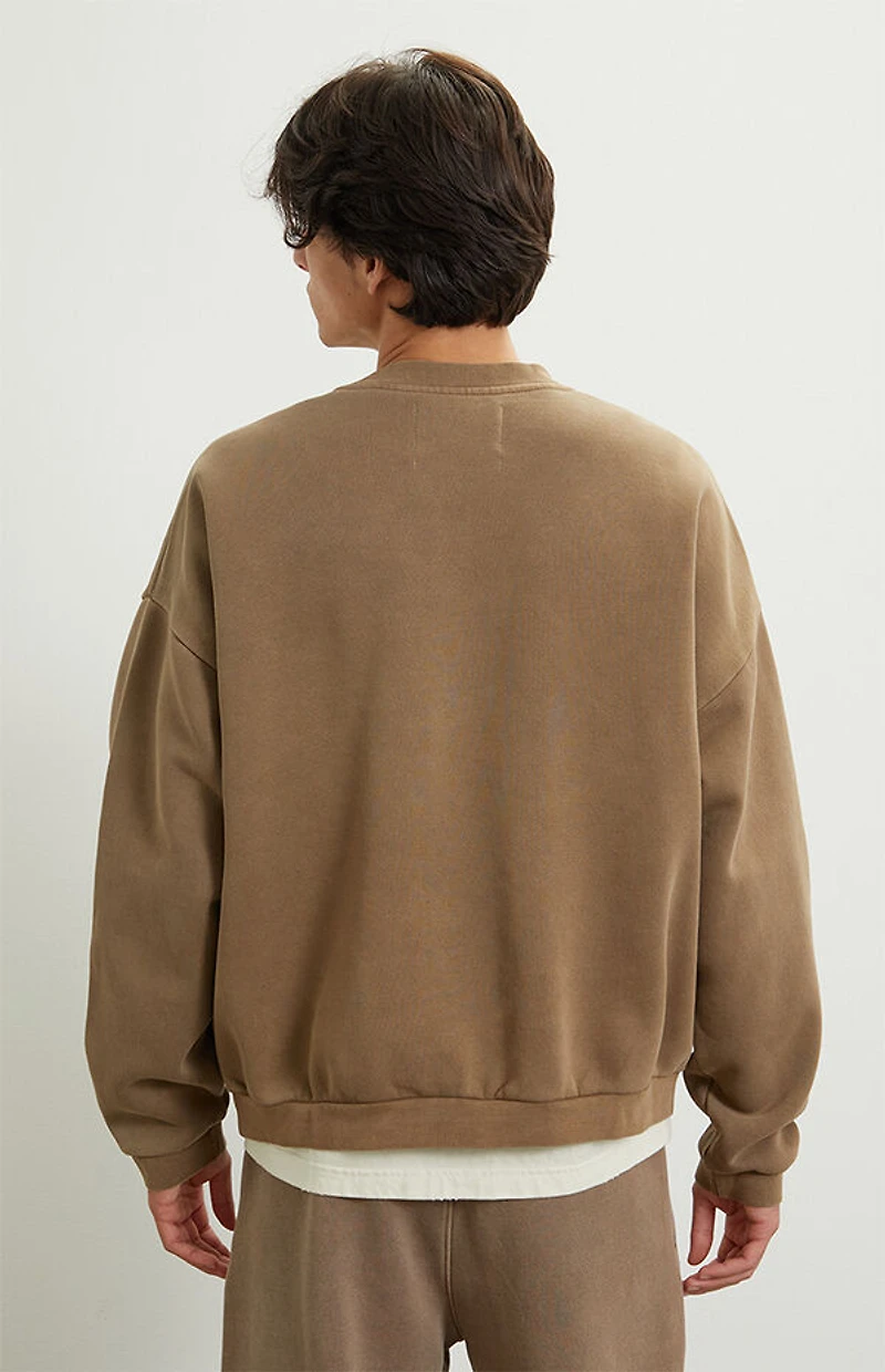 A.R.C. Brown Vintage Wash Heavyweight Fleece Crew Neck Sweatshirt