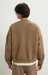 A.R.C. Brown Vintage Wash Heavyweight Fleece Crew Neck Sweatshirt
