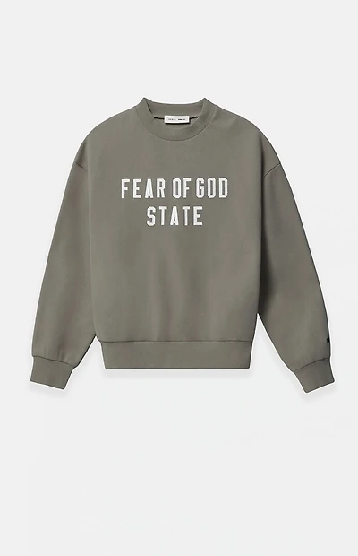 Fear of God ESSENTIALS Moss '90s Fit Fleece Crew Neck Sweatshirt