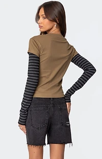 Edikted Eliana Layered Long Sleeve T-Shirt