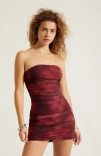 Third Charm Octavia Printed Strapless Mini Dress