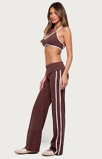 Edikted Anica Stripey Mid Rise Fold Over Pants