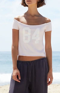 John Galt Bonnie Off-The-Shoulder Crop Top