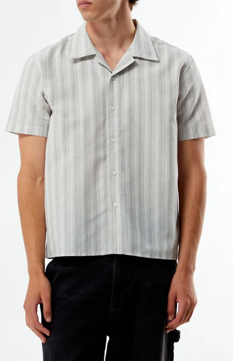Pacsun Gray Striped Linen Camp Shirt