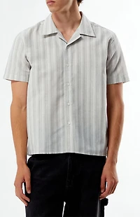 Pacsun Gray Striped Linen Camp Shirt