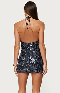 Edikted Carena Sequin Halter Mini Dress