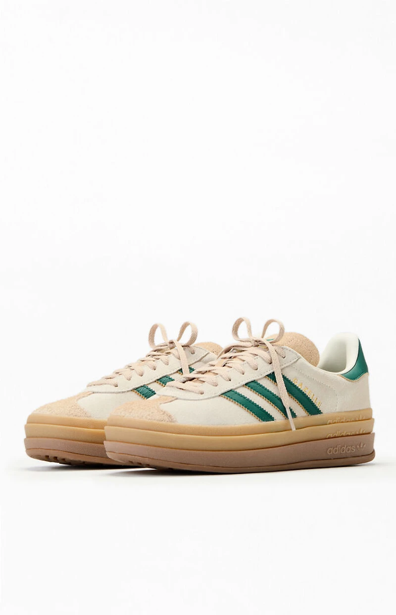adidas Women's Green & White Gazelle Bold Sneakers