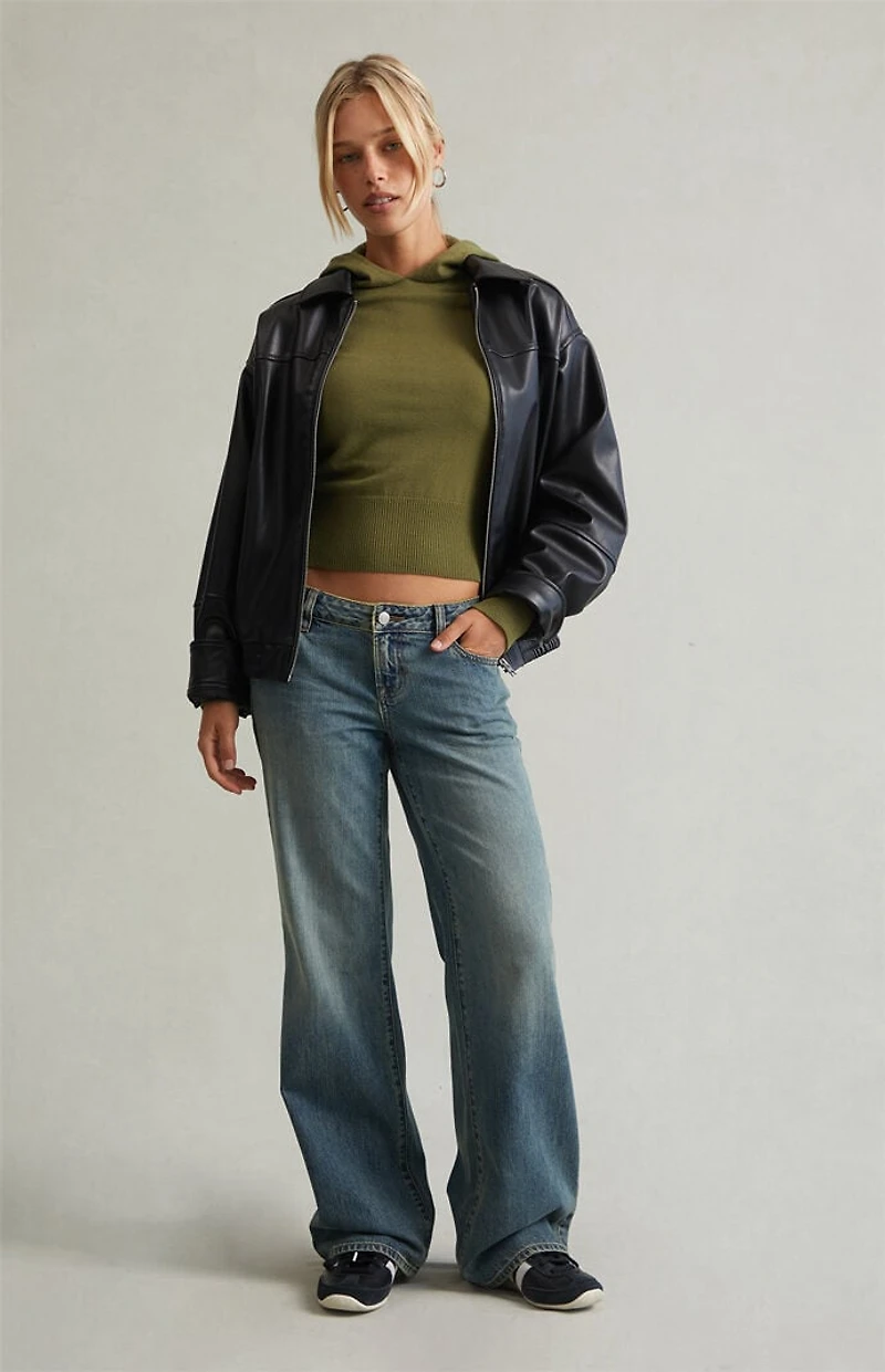 Pacsun Zoe Low Rise Girlfriend Jeans Medium Blue Wash