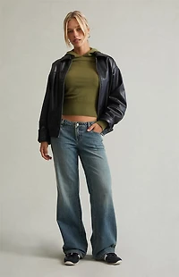 Pacsun Zoe Low Rise Girlfriend Jeans Medium Blue Wash