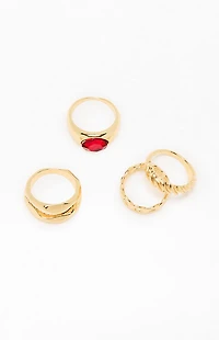 LA Hearts 4 Pack Cerise Rings