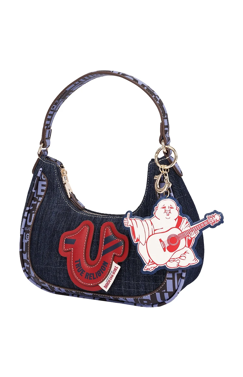 True Religion Graphic Trim Denim Hobo Bag