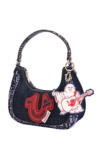True Religion Graphic Trim Denim Hobo Bag