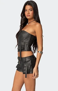 Edikted Ryan Faux Leather Cargo Corset