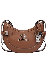 True Religion Brown Blake Smooth Belted Hobo Bag