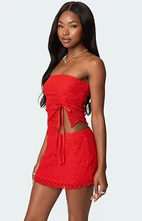 Edikted Amara Asymmetric Textured Lace Tube Top