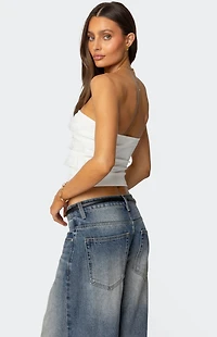 Edikted Georgette Lacey Ruffle Tube Top