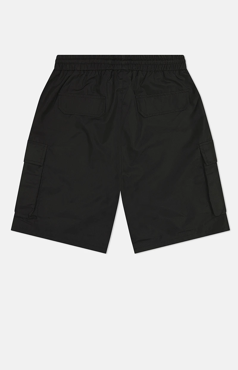 WeSC Black Nylon Wind Cargo Shorts