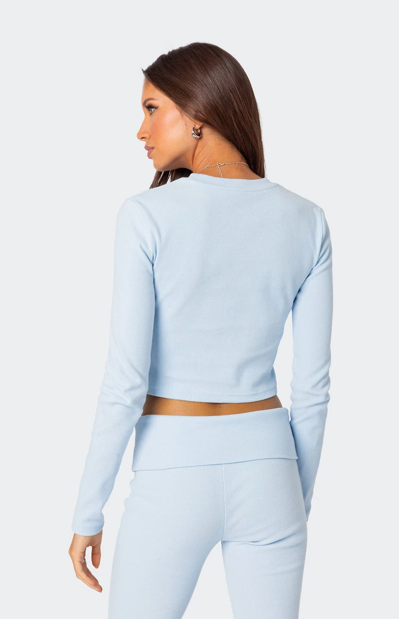 Edikted Coffee Break Ribbed Long Sleeve Top