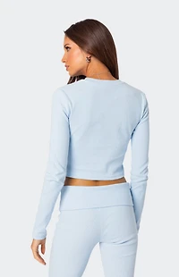 Edikted Coffee Break Ribbed Long Sleeve Top