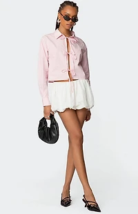 Edikted Melrose Tie Front Collared Top