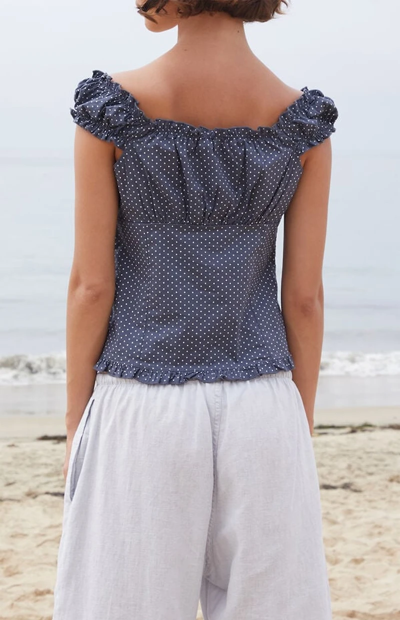 John Galt Blue Polka Dot Elena Top