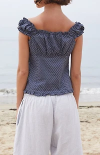 John Galt Blue Polka Dot Elena Top