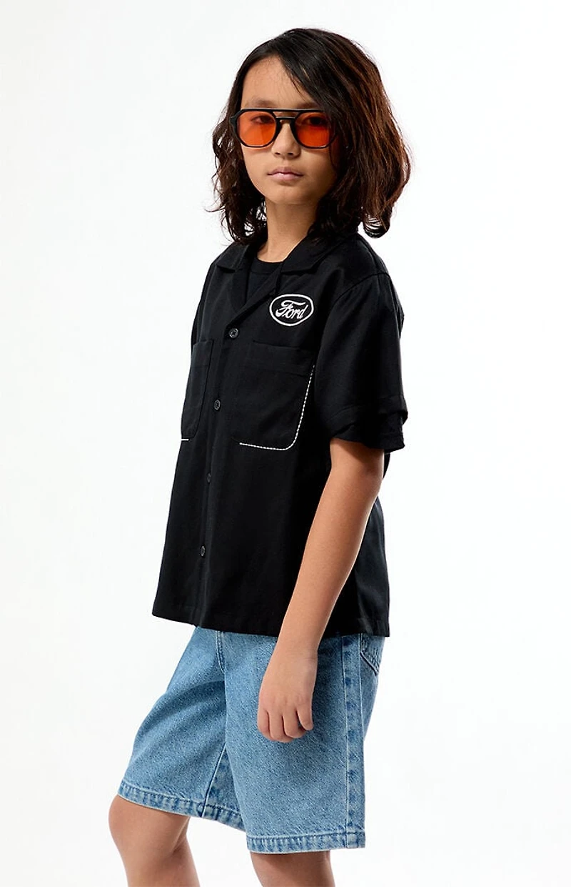 FORD Kids Pick Stitch Cropped Camp Shirt