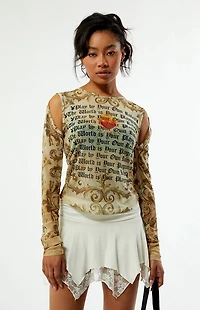 Playboy By PacSun Mesh Long Sleeve Top