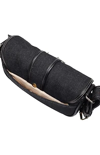 True Religion Black Double Pocket Denim Satchel Bag