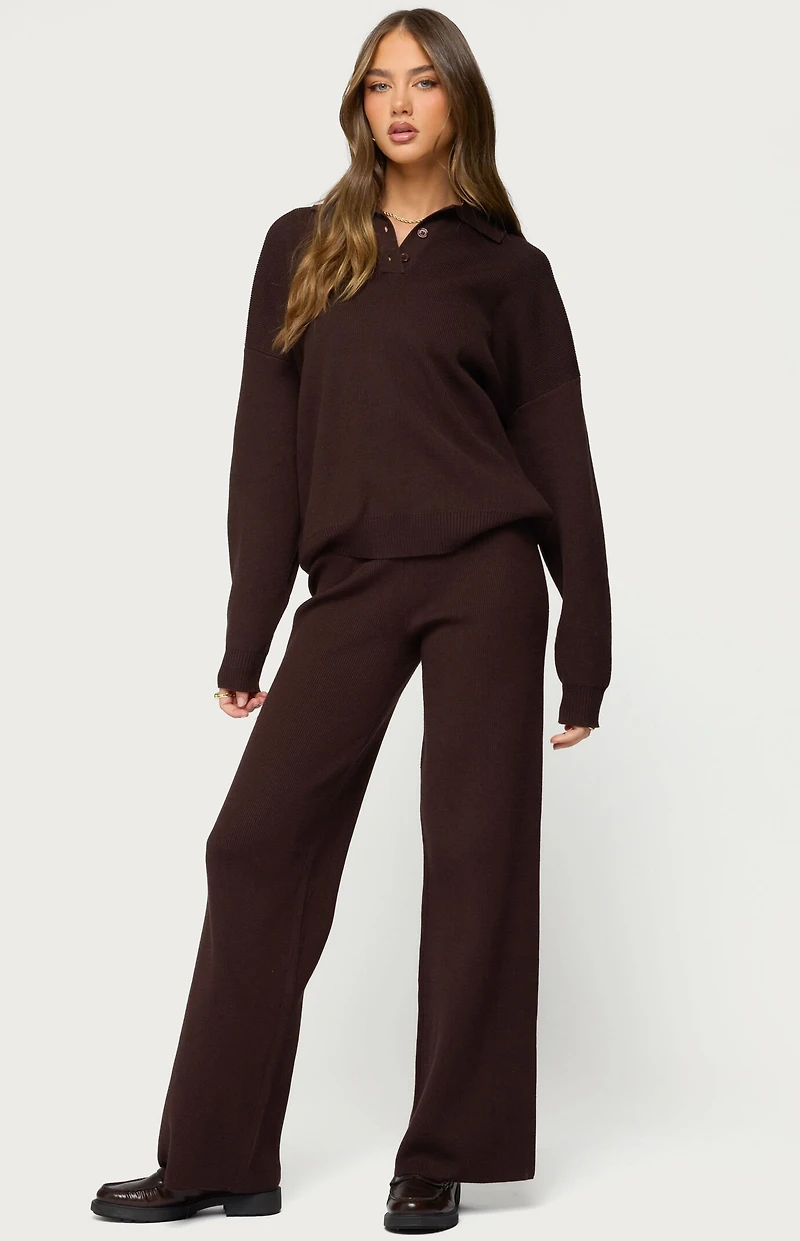 Edikted Lorie Wide Leg Knit Pants