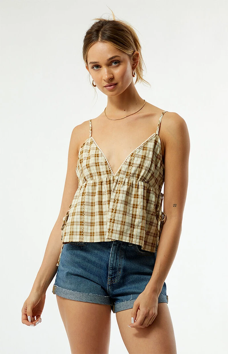 Your Favorite Plaid Babydoll Tank Top