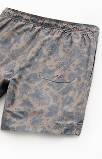 Pacsun Brown Flower 6.5" Swim Trunks