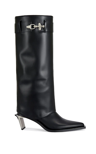 AZALEA WANG Women's Chrono Black Metal Heeled Boots