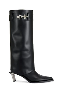 AZALEA WANG Women's Chrono Black Metal Heeled Boots
