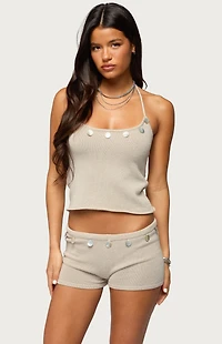 Edikted Nicca Iridescent Knit Halter Top