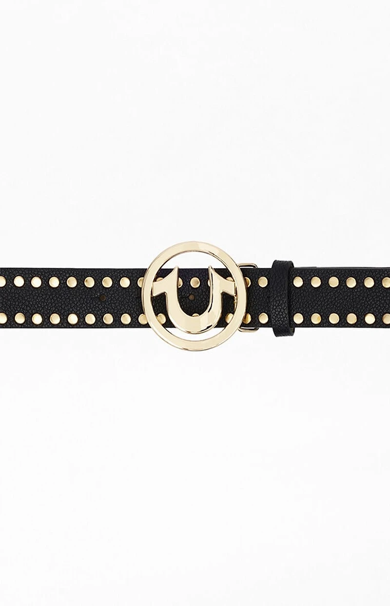 True Religion Studded Horseshoe Logo Belt