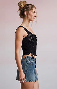 Third Charm Simone Crochet Corset Top