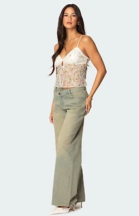 Edikted Flowery Sheer Embroidered Top
