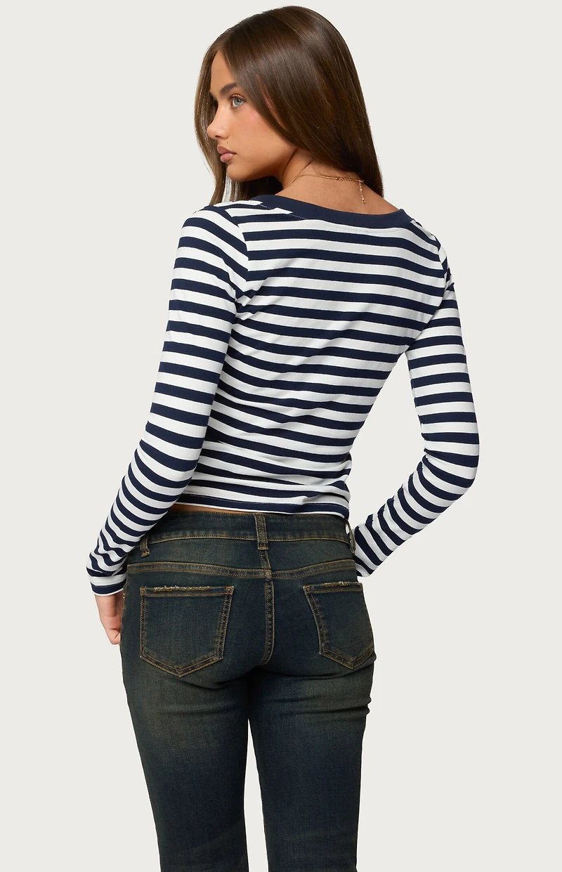 Edikted Solly Striped Long Sleeve T-Shirt