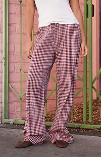 John Galt Burgundy Plaid Anastasia Baggy Pants