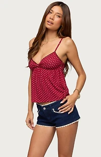 Edikted Belen Polka Dot Lacey Babydoll Top
