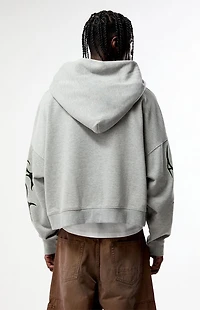 Pacsun Heather Gray Obscura Cropped Full Zip Hoodie