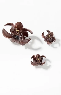 LA Hearts 3 Pack Taupe Plumeria Hair Claw Clips