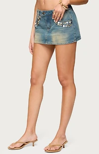 Edikted Mixed Buttons Denim Mini Skort