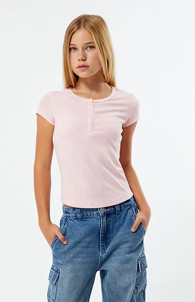 Pacsun Kids Light Pink Henley Skimmer Top