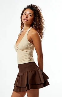 WEWOREWHAT Smocked Ruffle Mini Skirt