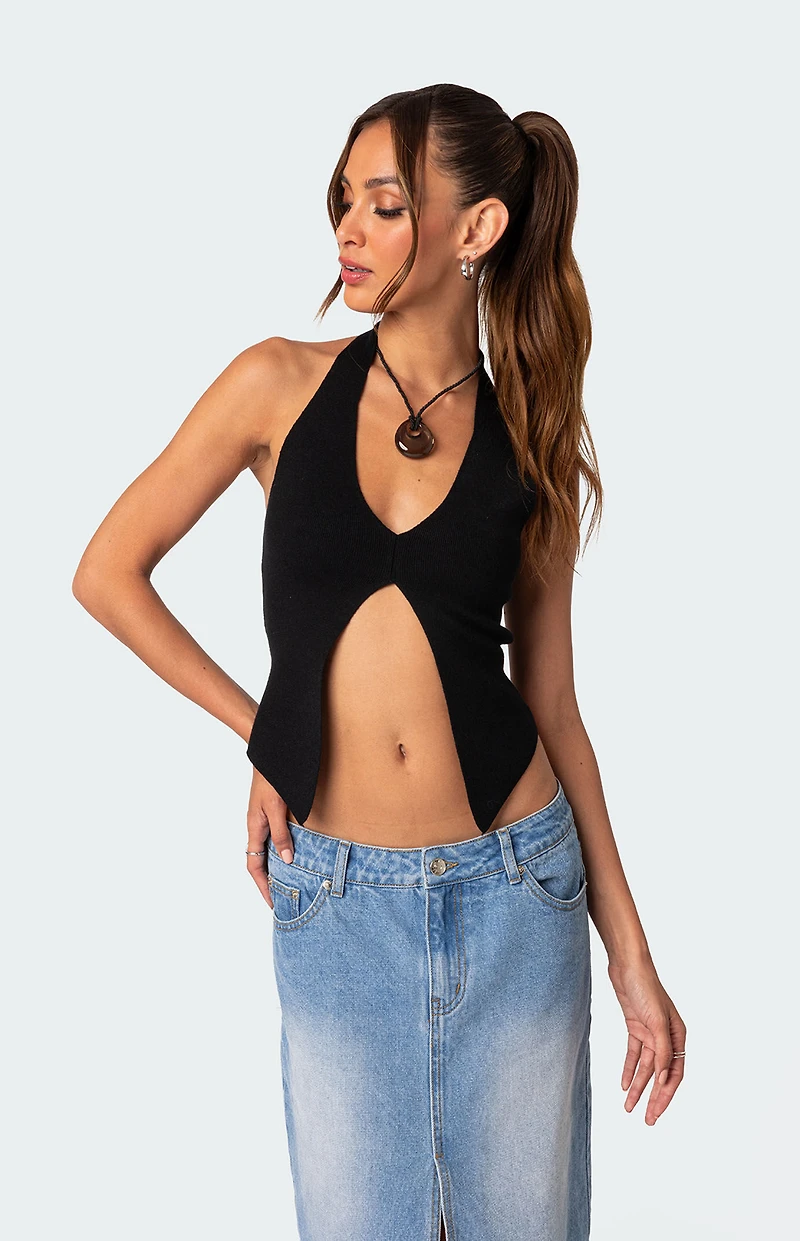 Edikted Sculpt Knitted Split Front Top