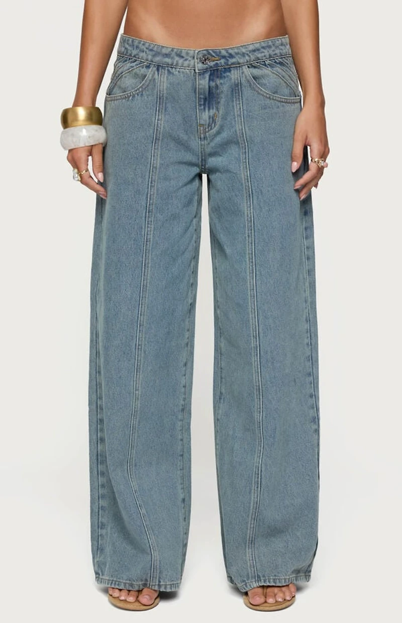 Edikted Stitch & Pleat Low Rise Jeans
