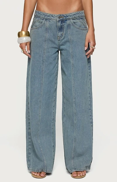Edikted Stitch & Pleat Low Rise Jeans